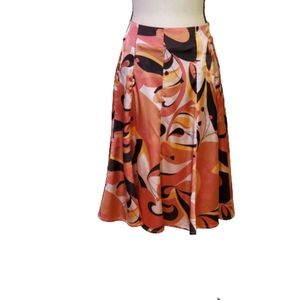 Apt9 Brand Slip Midi Skirt, Size 12, Orange/Brown Multi-Color